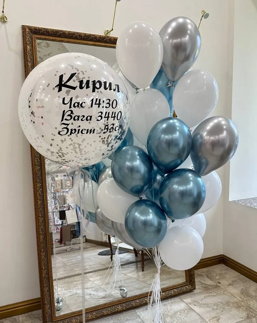 Бело-голубая выписка с серебром